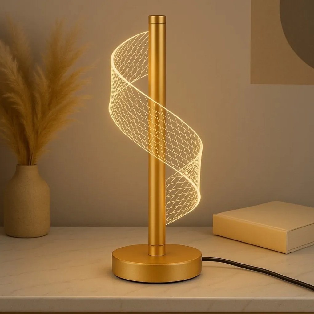 Veioza/Lampa de masa LED din metal auriu Zofrael