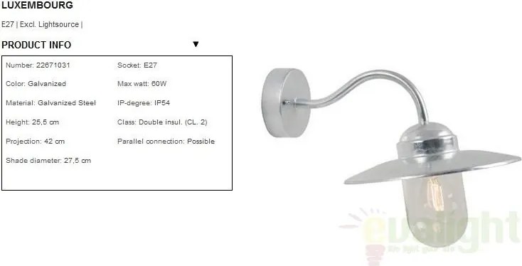 Aplica de perete exterior IP54 Luxembourg GS 22671031NL
