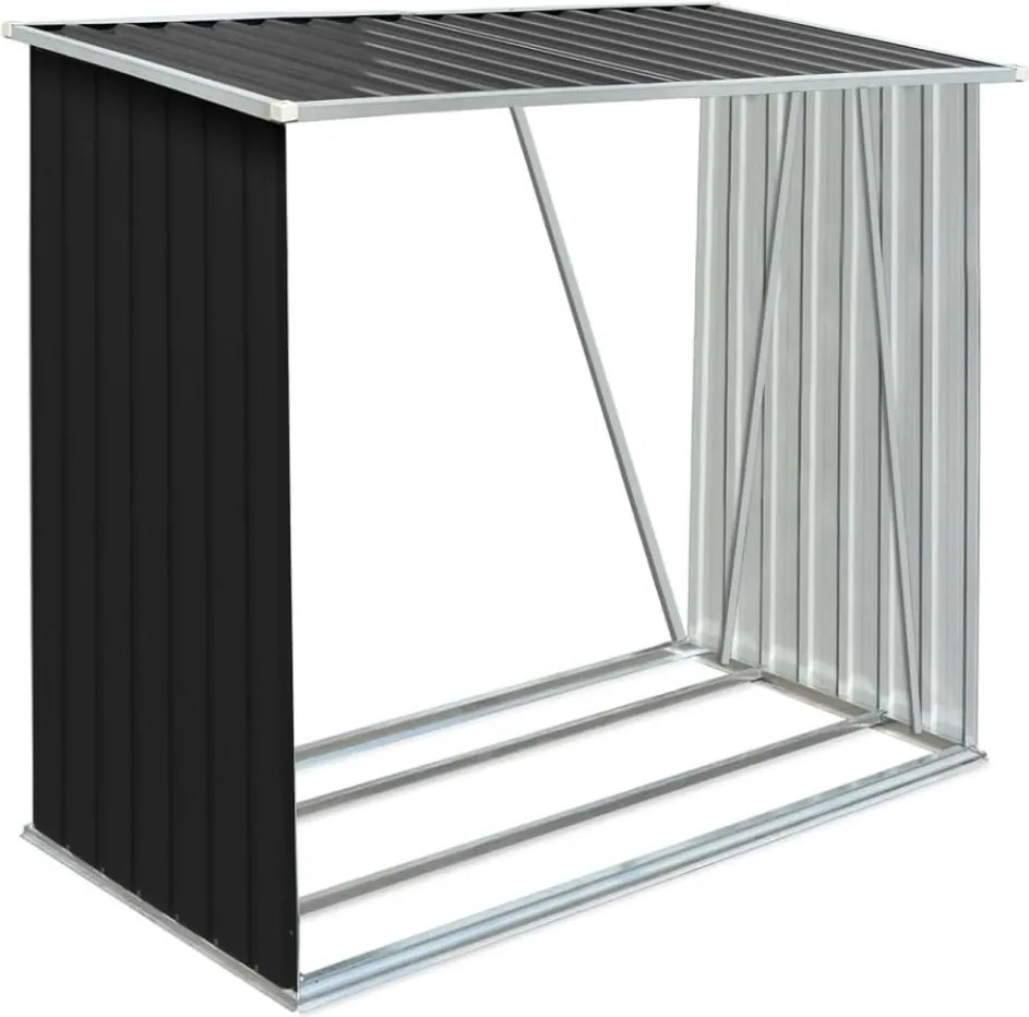 Magazie pentru lemn, antracit/alb, 163x82x160 cm, DARYL TIP 1