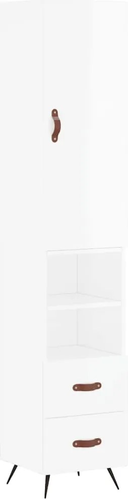 vidaXL Dulap înalt, alb extralucios, 34,5x34x180 cm, lemn prelucrat