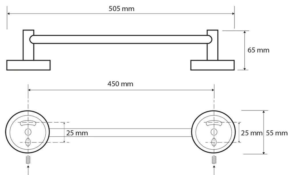 SAPHO XR408 X-Round E suport pentru prosoape 50 cm, argintiu