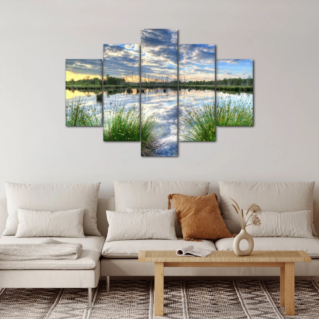 Tablou cu lac și trestie (150x105 cm)