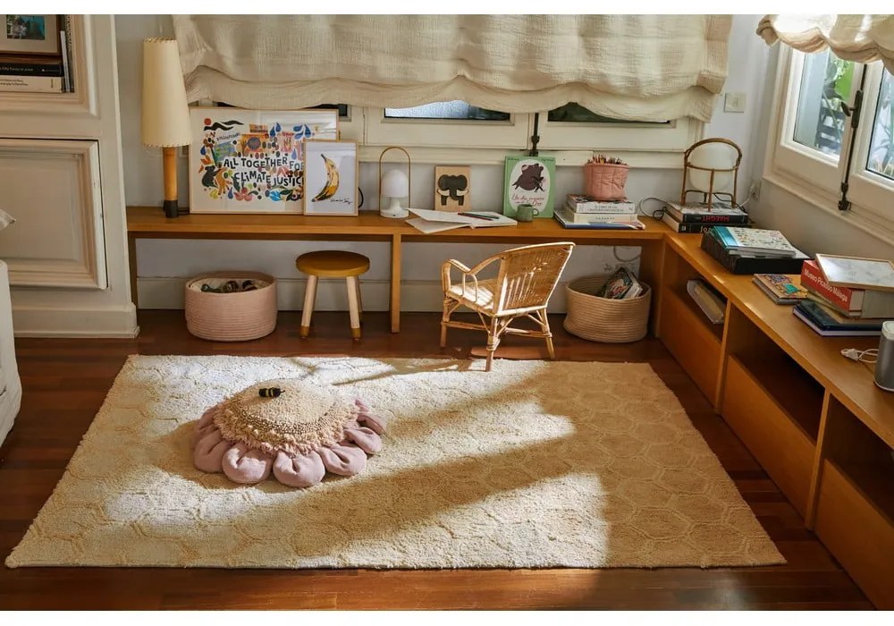 Covor galben ocru lavabil/țesut manual din bumbac 140x200 cm Sweet Honey – Lorena Canals