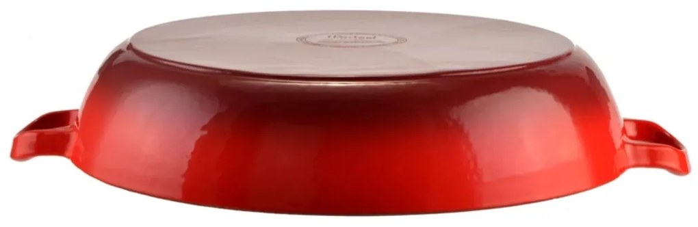 Cratiță din fontă emailată cu capac 30 cm, 2.5L – Perfect Home 14017, roșie, pentru friptură la cuptor și distribuție termică uniformă