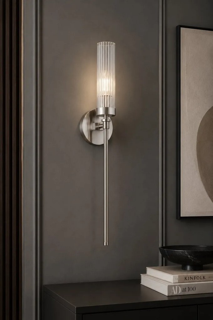 Aplica de perete stil elegant PRESTON nickel/sticla clara