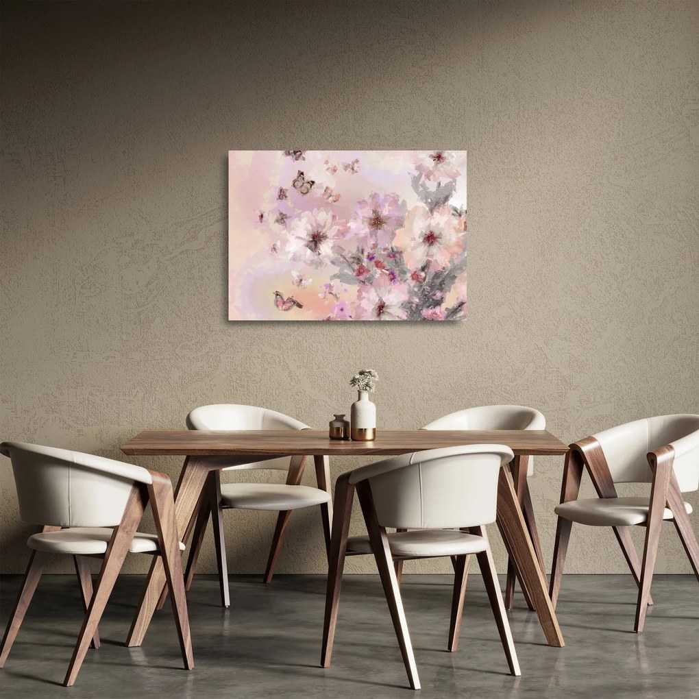 Tablou pe sticlă - Colaj de artă cu fluturi (70x50 cm)