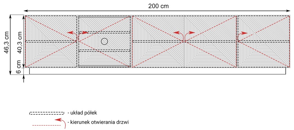 Comodă TV Asha 200 cm - artizanal / rivier stone mat