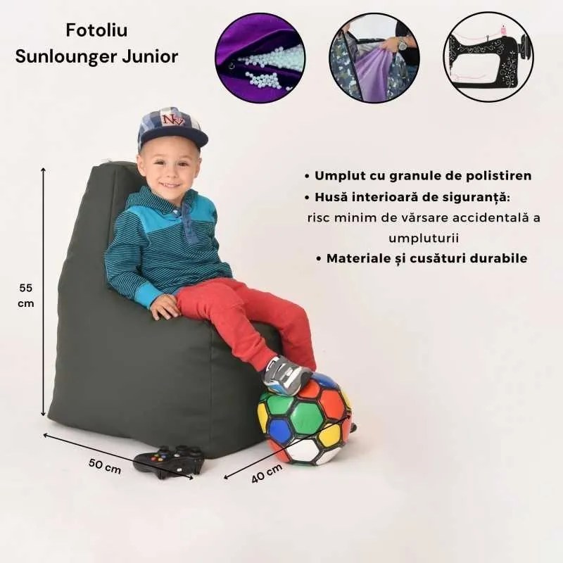 Fotoliu tip Scaun Sunlounger Junior, Material Piele Ecologica - Rosu