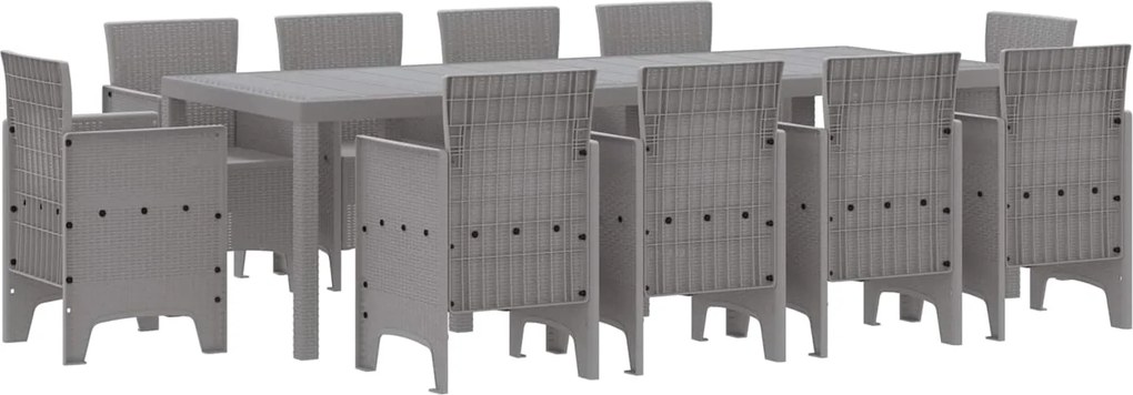 vidaXL Set de masă pentru grădină 11 pcs Gri deschis Polipropilenă