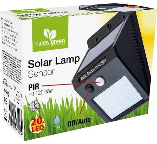 Lampa solară Happy Green Sensor 20 LED, 4,9 x 12,5x 9,6 cm