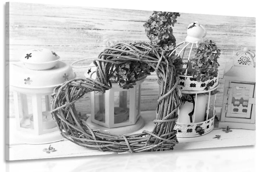Tablou cu o atingere vintage în design alb-negru