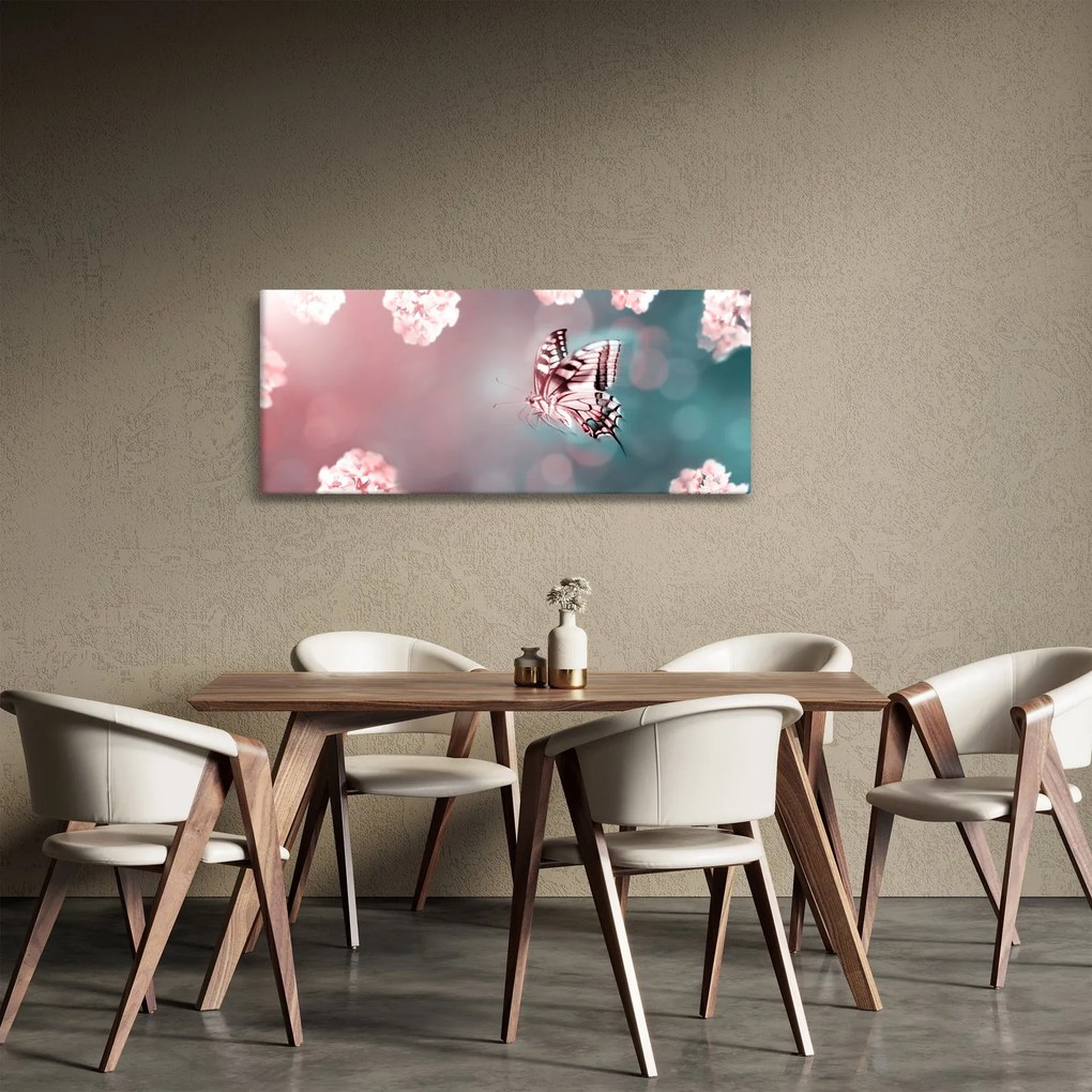Tablou - Fluture între flori (120x50 cm)