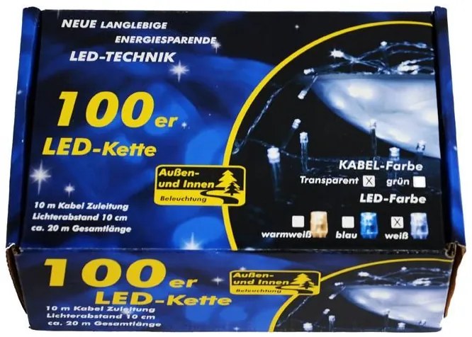 Lanț LED Garth de Craciun - 9 m, 100 diode, alb rece