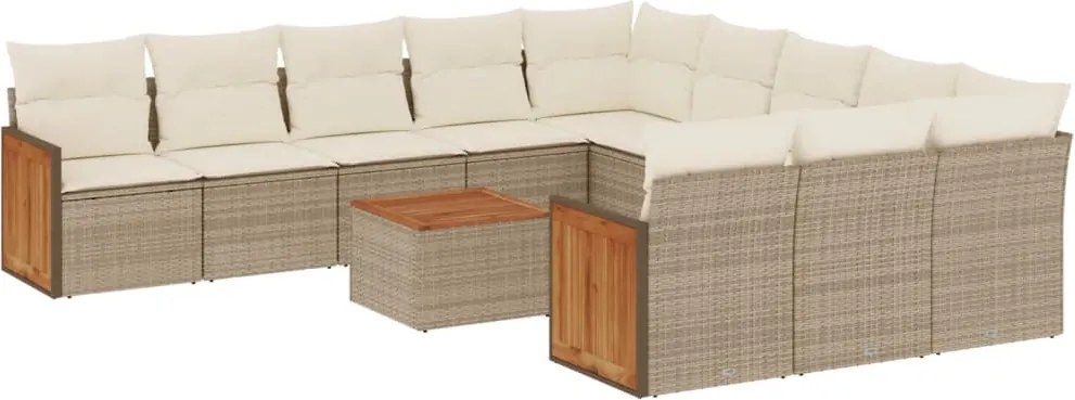 vidaXL Set canapele de grădină cu perne, 12 piese, bej, poliratan