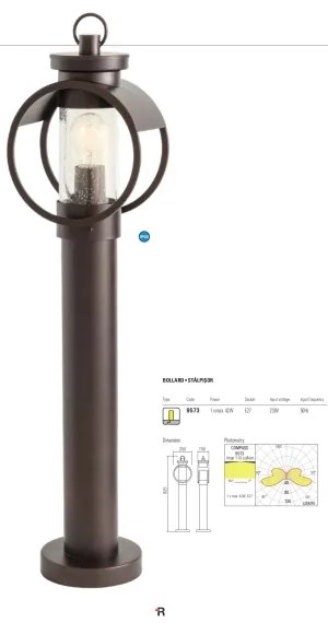 Redo 9573 - Lampă exterior COMPASS 1xE27/42W/230V IP33