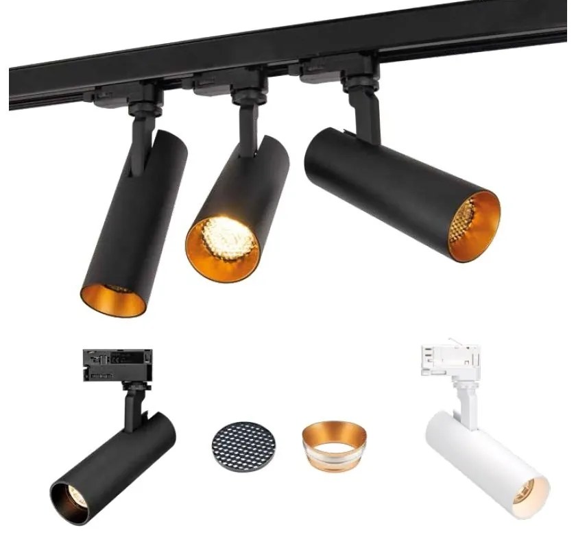 Spot LED directionabil pentru sina trifazata MAXLIGHT, SHINEMAKER negru