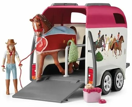 Mașină de aventură cu remorcă și cal Schleich 42535