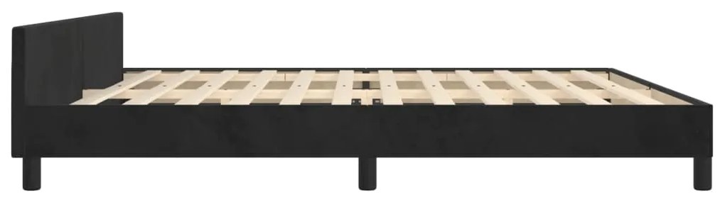 Cadru de pat cu tablie, negru, 200x200 cm, catifea Negru, 200 x 200 cm, Design cu nasturi