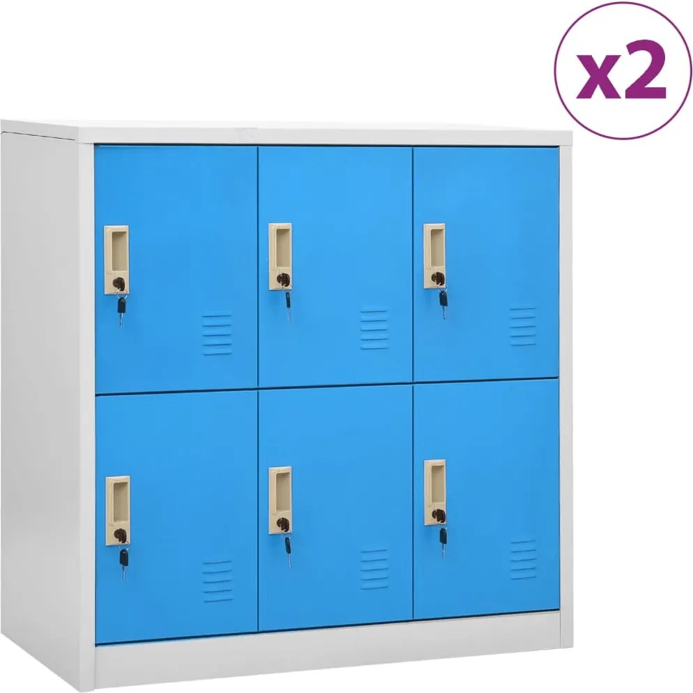 vidaXL Dulapuri vestiar 2 buc. gri deschis/albastru 90x45x92,5 cm oțel