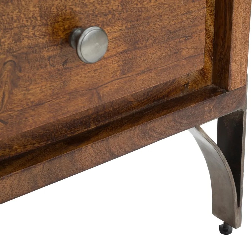 Comoda Mustang, Mauro Ferretti, 88x45x75 cm, lemn masiv de salcam, maro