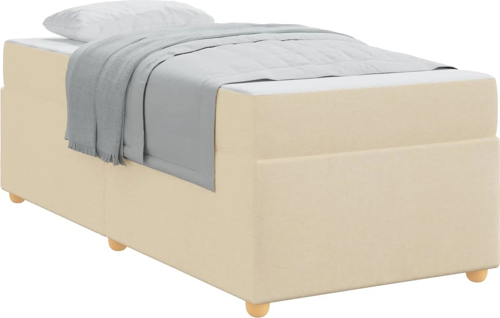 vidaXL Cadru de pat cu saltea Crem 90 x 200 cm țesătură