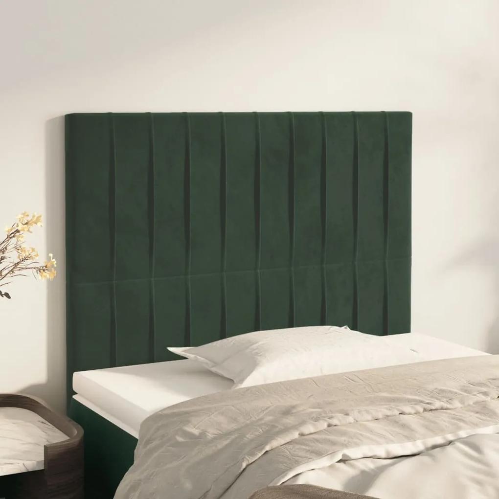 3116615 vidaXL Tăblii de pat, 2 buc, verde închis, 100x5x78/88 cm, catifea
