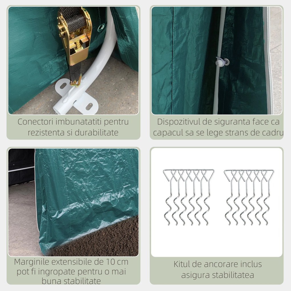 Copertina pentru masini Outsunny pentru Exterior 2,4x2m, Tesatura PE, Verde | Aosom Romania