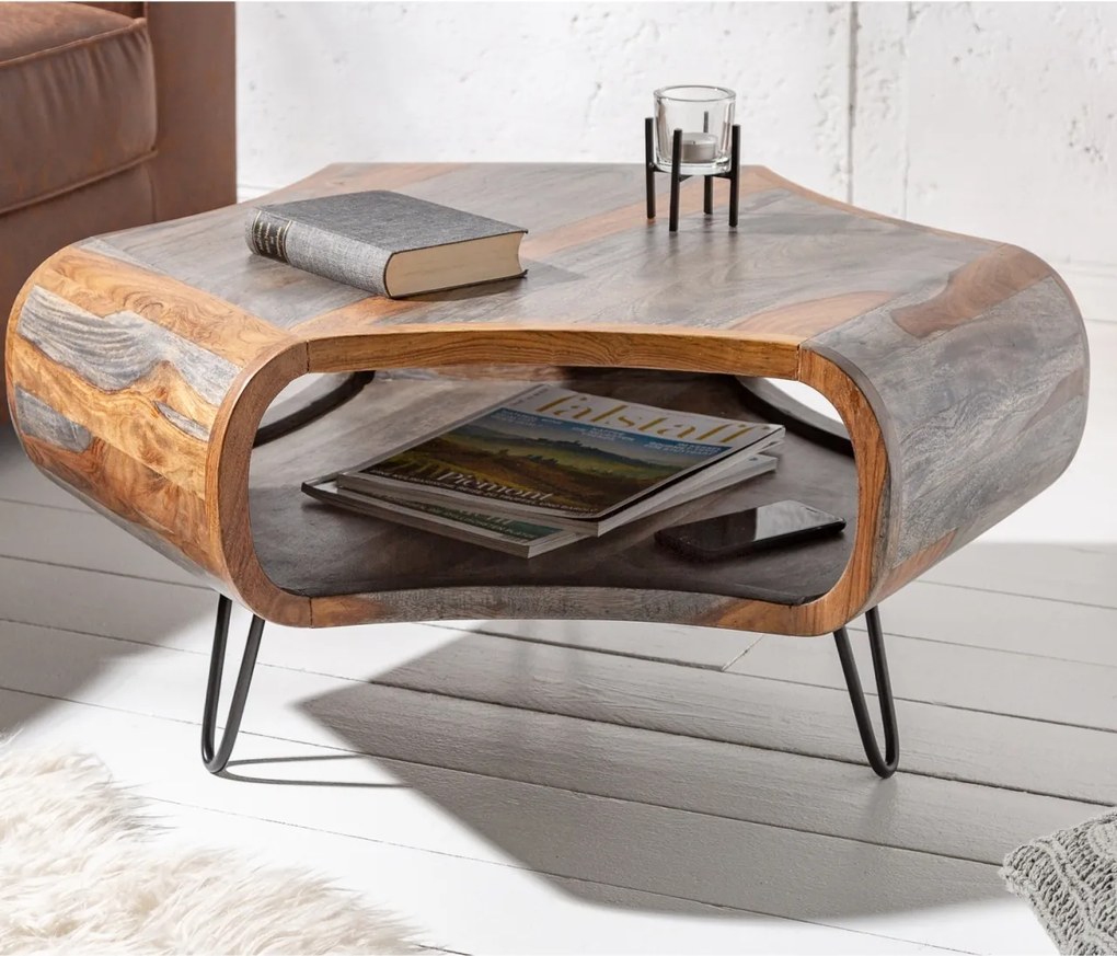 Masuta design deosebit Organic Living 60cm Sheesham gri A-39753 VC