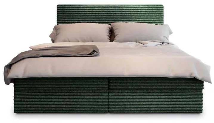 Pat tapițat boxspring ISPIRA 160x200 cm verde Saltele: Matrace Bonell pružinová