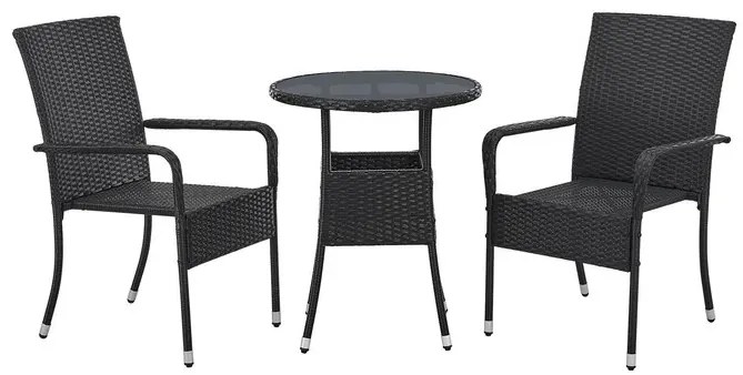 Juskys Masa rotunda Yoro Ø60 cm din ratan - negru