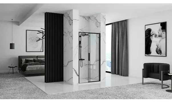Usa de nisa culisanta Rea Rapid Slide 120 cm sticla 6 mm negru