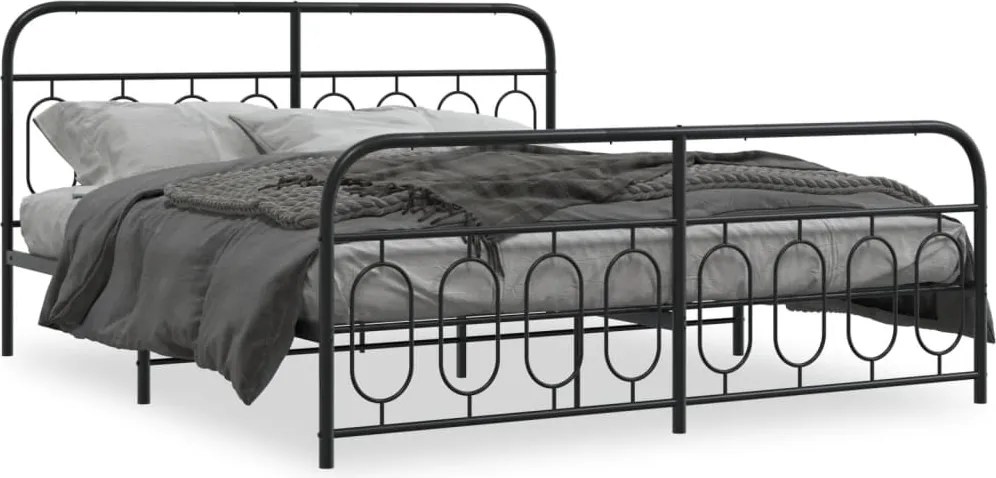 vidaXL Cadru pat metalic cu tăblii de cap/picioare, negru, 183x213 cm