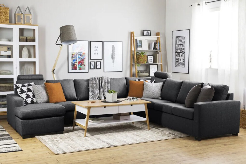 Colțar Scandinavian Choice C137Gri, 344x285x80cm, Picioare: Lemn