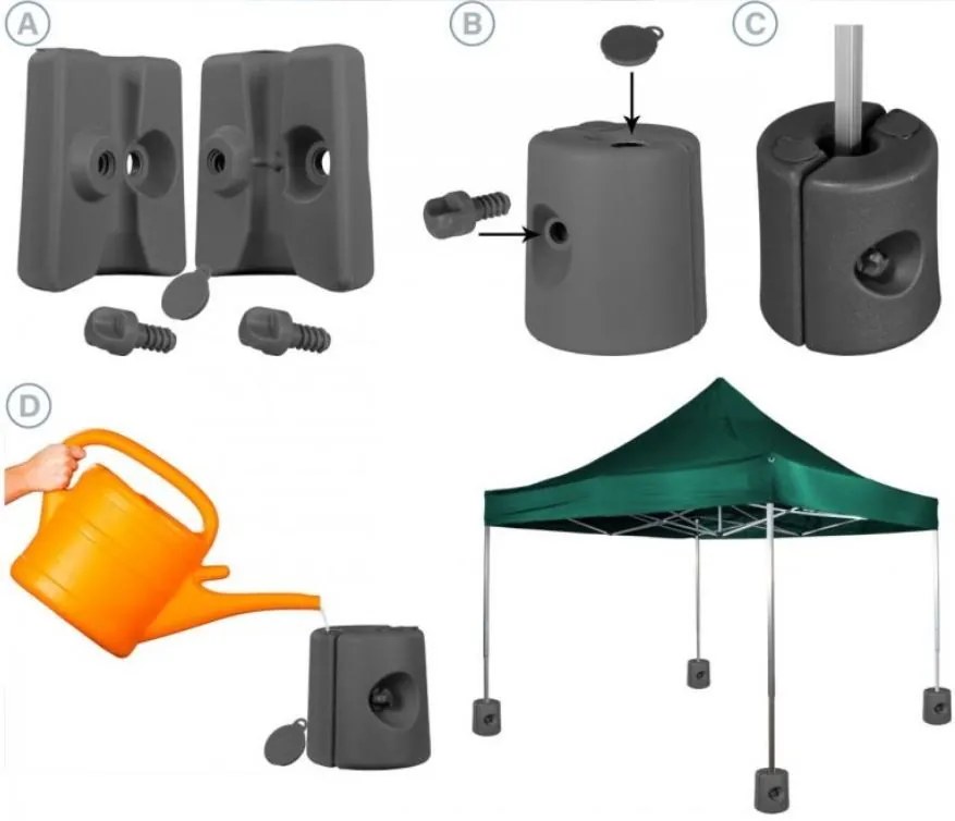 Set de 4 greutăți INSTENT pentru corturi de grădină - negru