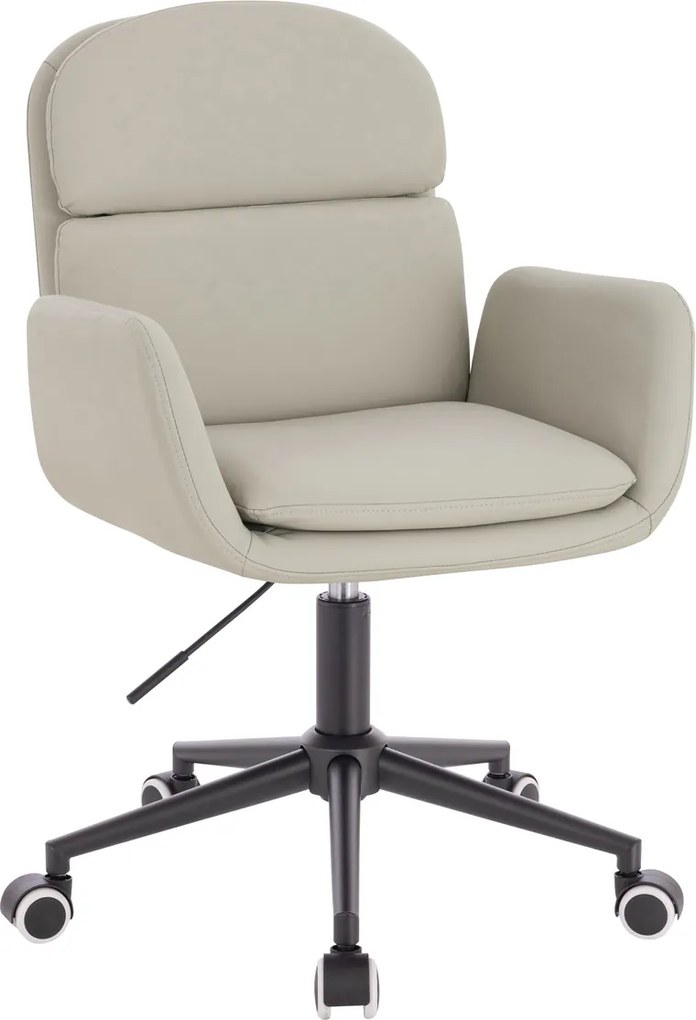 HR480K Scaun Ecru Piele Ecologica Premium Soft cu Bază Neagră