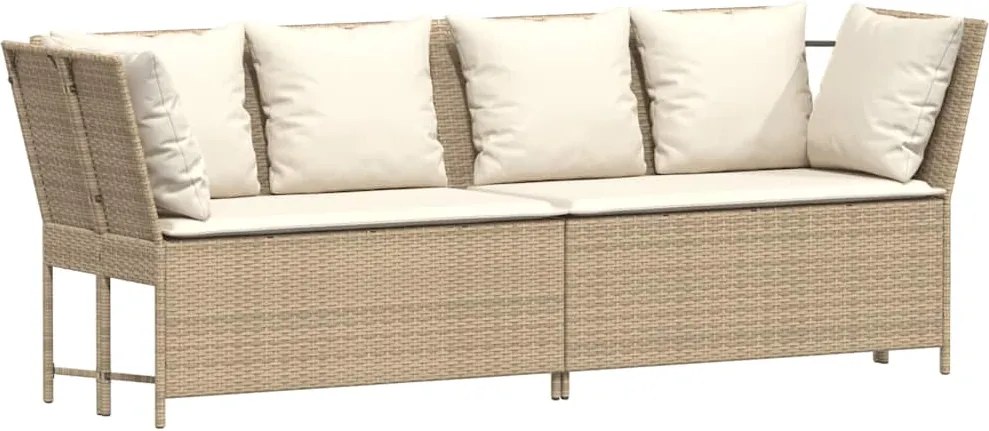 vidaXL Canapea de grădină cu perne din polirattan bej