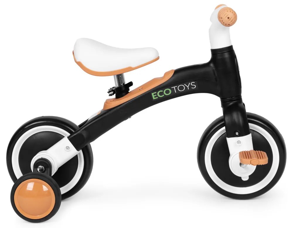 Bicicletă de jogging 3-in-1 cu pedale și roți laterale negru