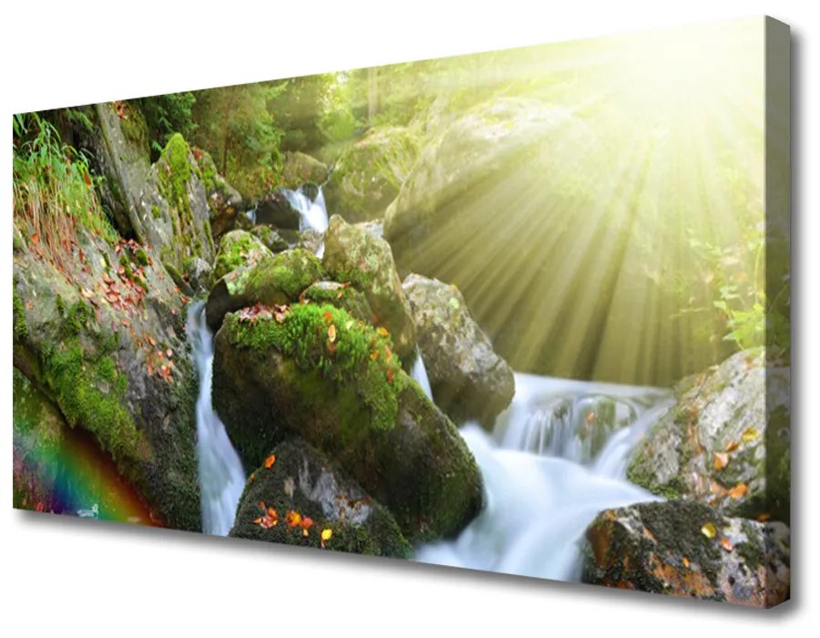 Tablou pe panza canvas Soare Cascada Rainbow Natura Multi