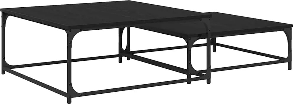 vidaXL Masă de cafea 2 pcs Stejar Negru Lemn compozit