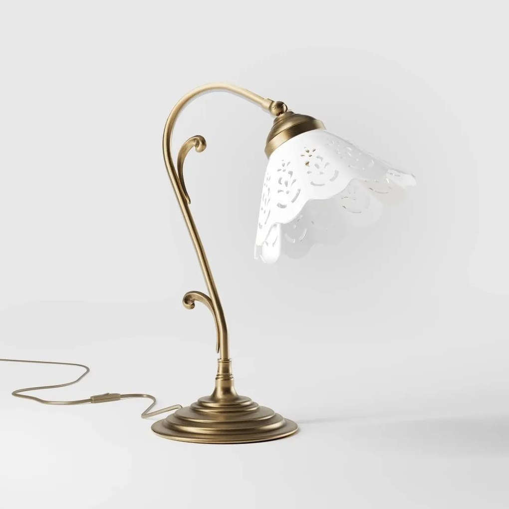 Lampa de masa din alama si abajur ceramic Zefira