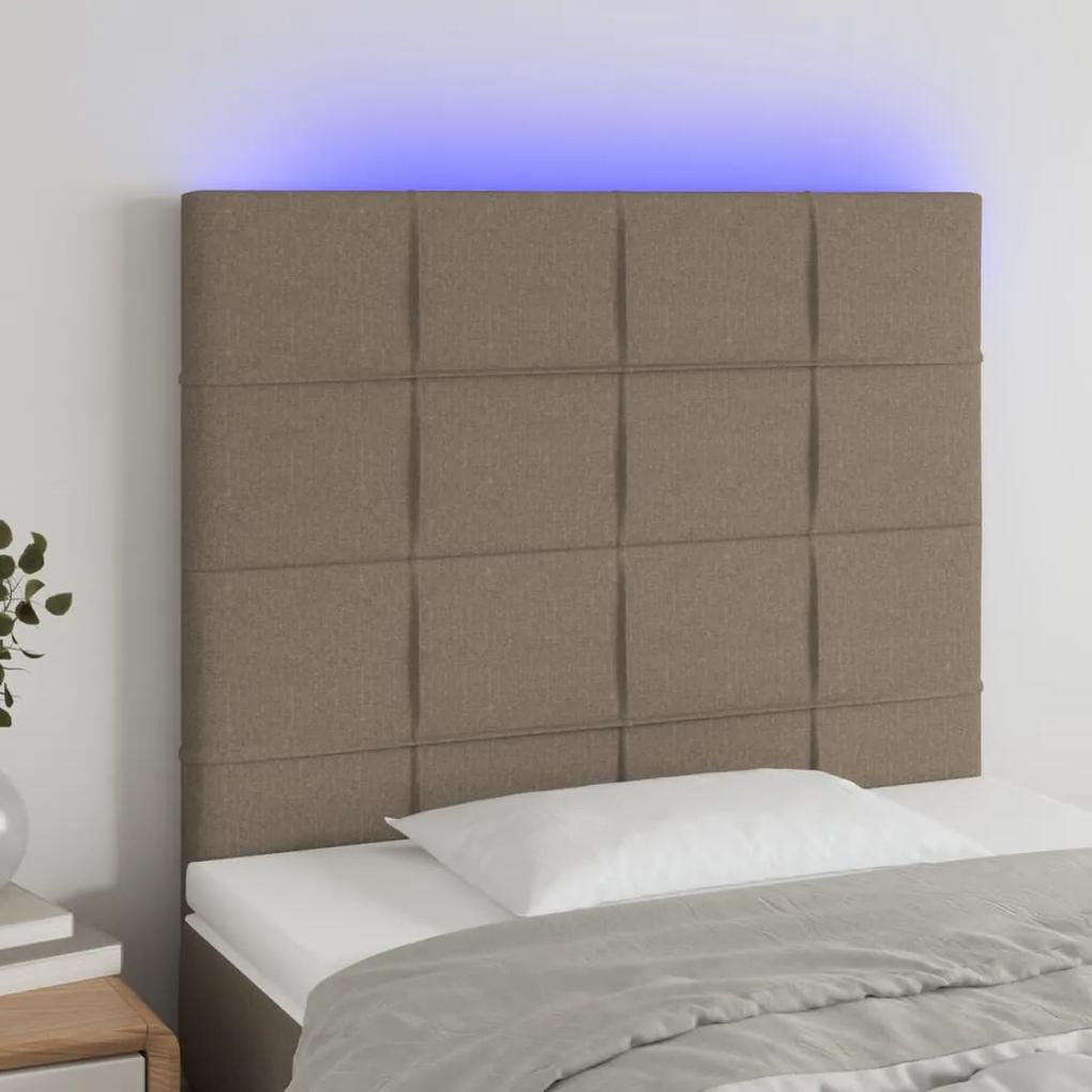 3122402 vidaXL Tăblie de pat cu LED, gri taupe, 80x5x118/128 cm, textil