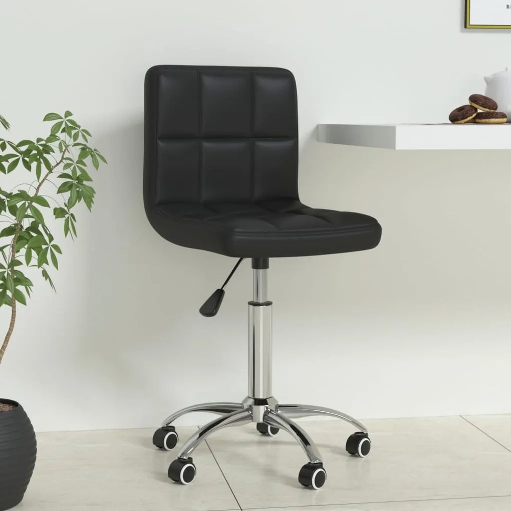 vidaXL Scaun de birou pivotant, negru, piele ecologică
