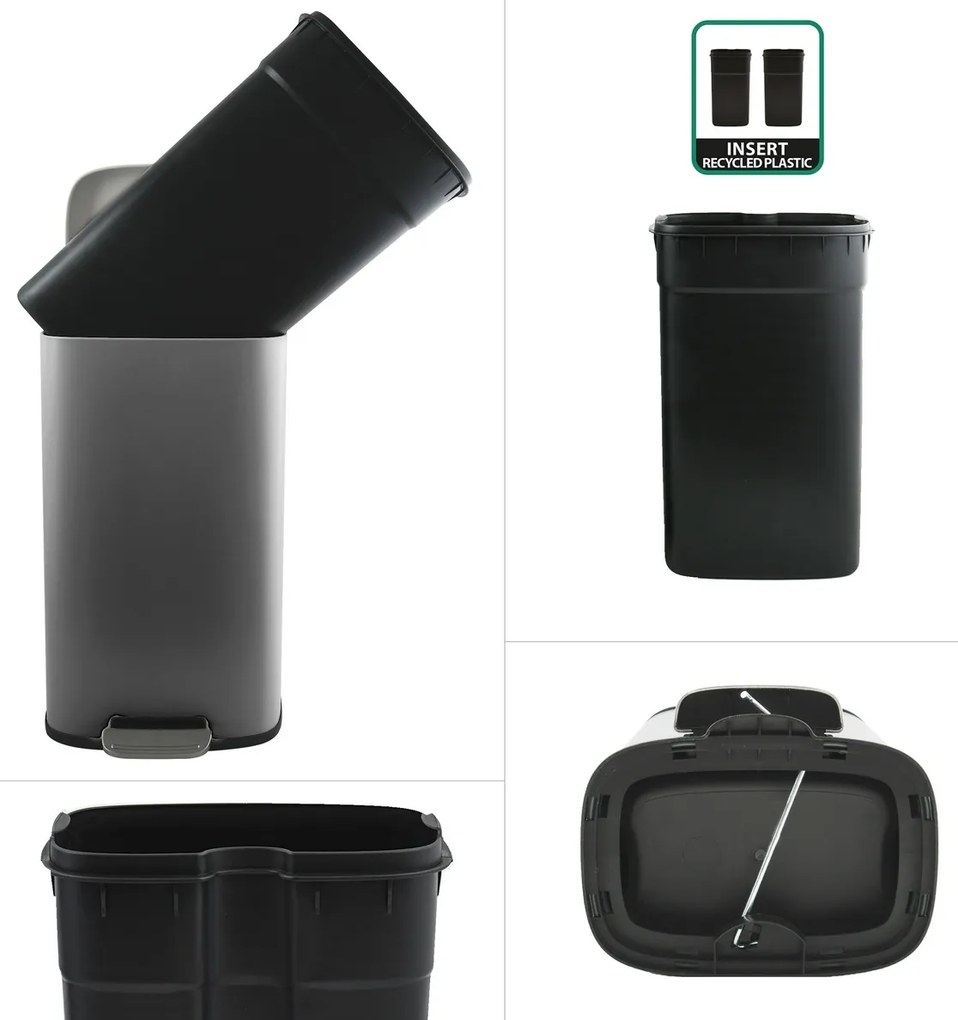 Coș de gunoi cu pedală soft-close Spirella Akira30 l, gri mat, 30 l