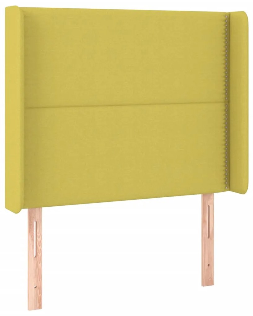 Pat box spring cu saltea, verde, 90x200 cm, textil Verde, 90 x 200 cm, Culoare unica si cuie de tapiterie