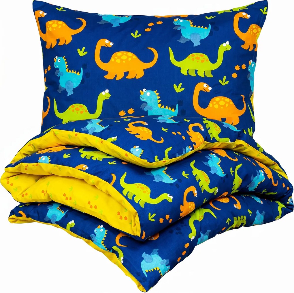 Lenjerie de pat copii, din bumbac, 4Home Dino, 100 x 135 cm, 40 x 60 cm