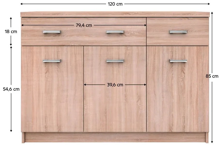 Comodă Topta Typ 23 3D2S (Stejar sonoma). 1075494