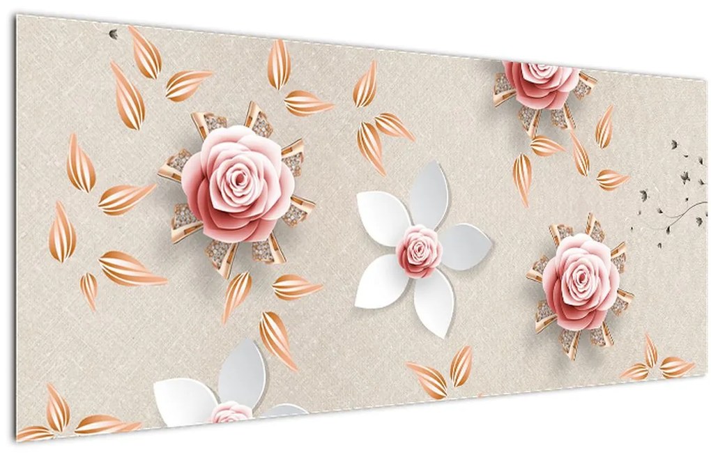 Tablou - Flori de trandafiri (120x50 cm)