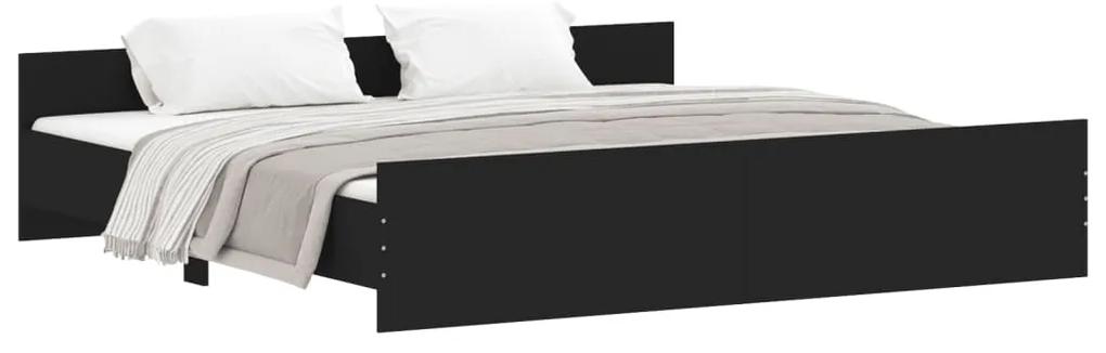 3203769 vidaXL Cadru pat cu tăblie la cap/picioare, negru, 180x200 cm