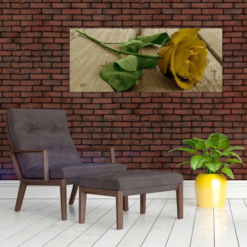 Tablou - Vintage trandafiri galbeni (120x50 cm)