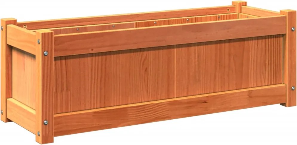 vidaXL Jardinieră de grădină, maro ceruit, 90x31x31 cm, lemn masiv pin